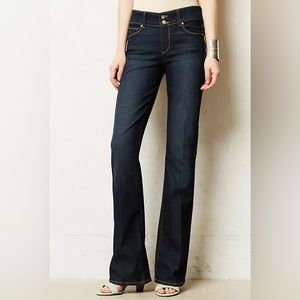 Paige Hidden Hills Boot Cut Flare Leg Jeans Dark Wash Mid Rise Petite 27